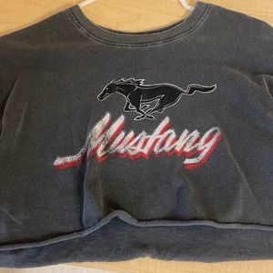 Gray cropped baggy mustang tee.